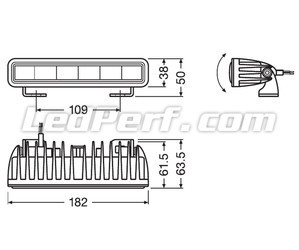 Esquema de las Dimensiones de la barra de led Osram LEDriving® LIGHTBAR SX180-SP