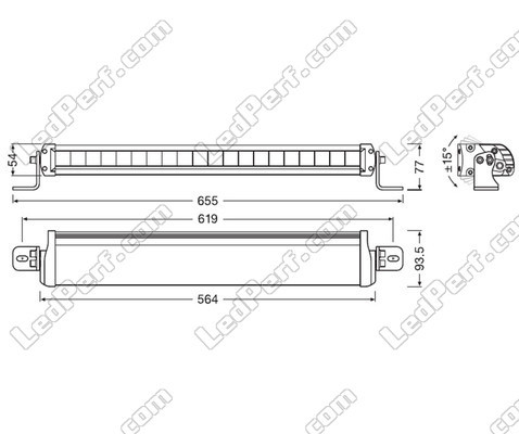 Esquema de las Dimensiones de la barra de led Osram LEDriving® LIGHTBAR FX500-CB