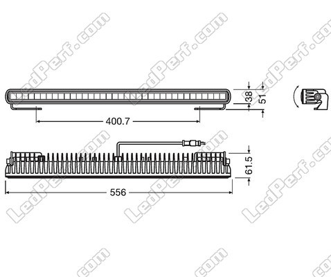 Esquema de las Dimensiones de la barra de led Osram LEDriving® LIGHTBAR SX500-CB