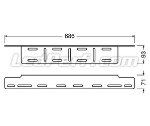 Dimensiones del soporte Osram LEDriving® LICENSE PLATE BRACKET AX para barra de led y luces de trabajo de led