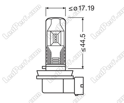Conjunto de los Dimensiones del bombilla led H16 Osram LEDriving Standard para Antinieblas