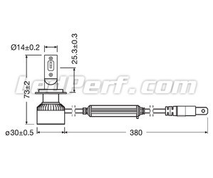 Esquema de las Dimensiones de las bombillas led H7 Osram LEDriving® XTR 6000K - 64210DWXTR