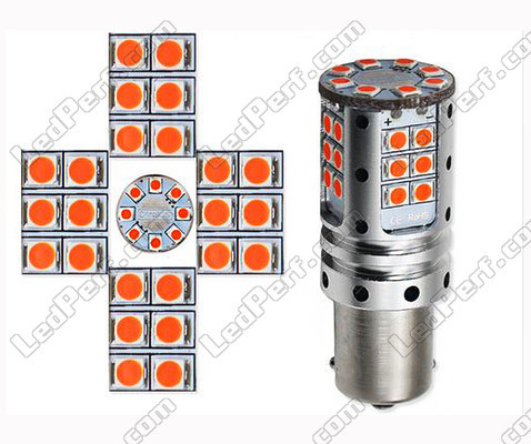 Bombilla 7507 - 12496 - PY21W LED Alta Potencia LEDs R5W P21W P21 5W 7507 - 12496 - PY21W LEDs Naranjas Casquillo BAU15S BA15S