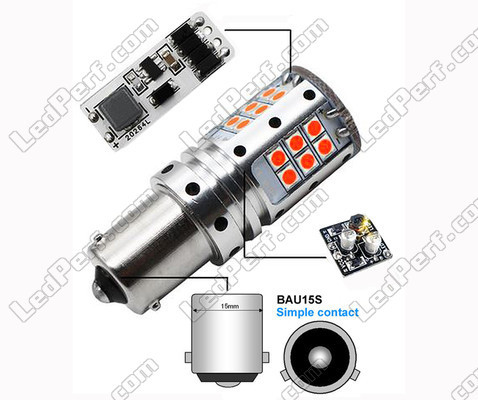 Bombilla LED 7507 - 12496 - PY21W sin error ODB LEDs R5W P21W P21 5W 7507 - 12496 - PY21W LEDs Naranjas Casquillo BAU15S BA15S
