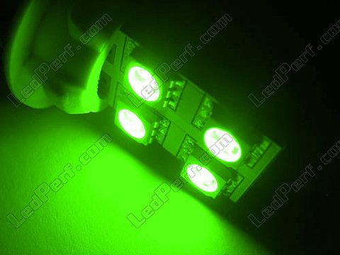 LED 168 - 194 - T10 W5W Rotación con iluminación lateral verde