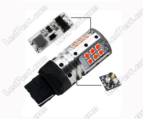 Bombilla LED 7440A - WY21W - T20 Naranja sin parpadeo rápido ni error ODB LEDs al detalle LEDs 7440A - WY21W - T20 Casquillo W3x16d W21 5 W