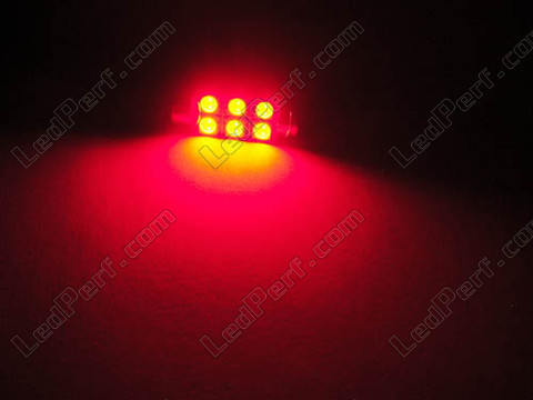 LED tipo festoon Plafón, Maletero, guantera, placa de matrícula rojo 39 mm - C5W