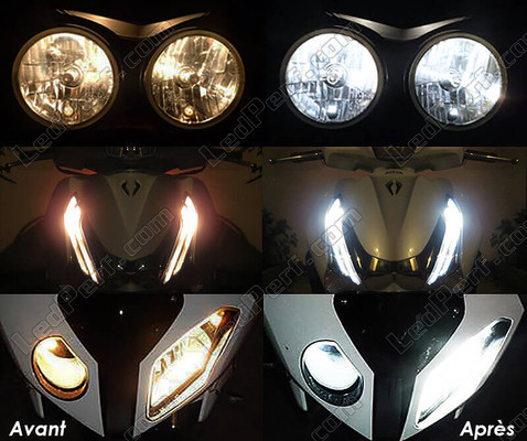 LED luces de posición blanco xenón Aprilia Scarabeo 125 (2007 - 2011) antes y después