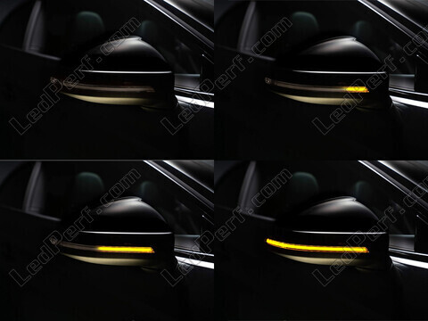 Diferentes etapas del desplazamiento de la luz de los intermitentes dinámicos Osram LEDriving® para retrovisores de Audi A3 (8V)