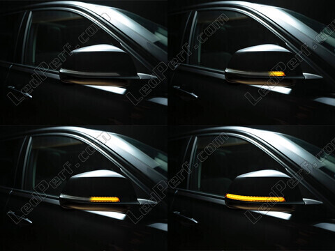 Diferentes etapas del desplazamiento de la luz de los intermitentes dinámicos Osram LEDriving® para retrovisores de BMW 3 Series (F30 F31)