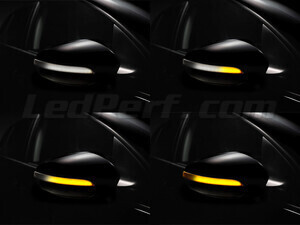 Diferentes etapas del desplazamiento de la luz de los intermitentes dinámicos Osram LEDriving® para retrovisores de Volkswagen Golf (VI)