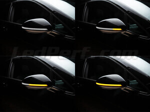 Diferentes etapas del desplazamiento de la luz de los intermitentes dinámicos Osram LEDriving® para retrovisores de Volkswagen Golf (VII)