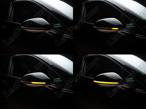 Diferentes etapas del desplazamiento de la luz de los intermitentes dinámicos Osram LEDriving® para retrovisores de Volkswagen Golf (VIII)