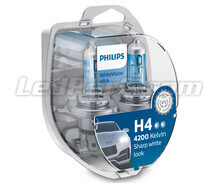 Pack de 2 lámparas H4 Philips WhiteVision ULTRA + Luz de posición - 12342WVUSM